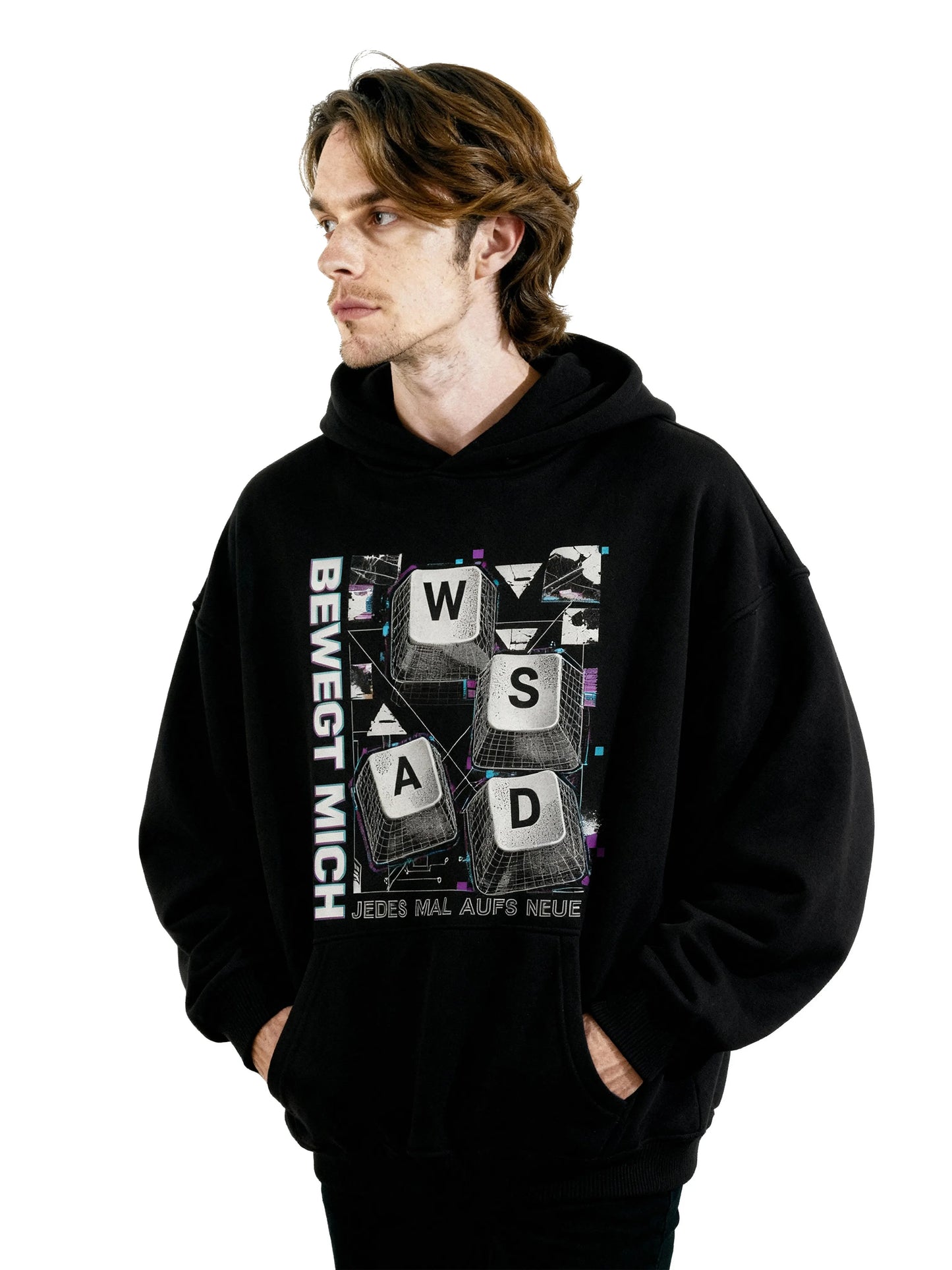 Bewegt Mich WASD - Oversized Gaming Hoodie (Frontprint)