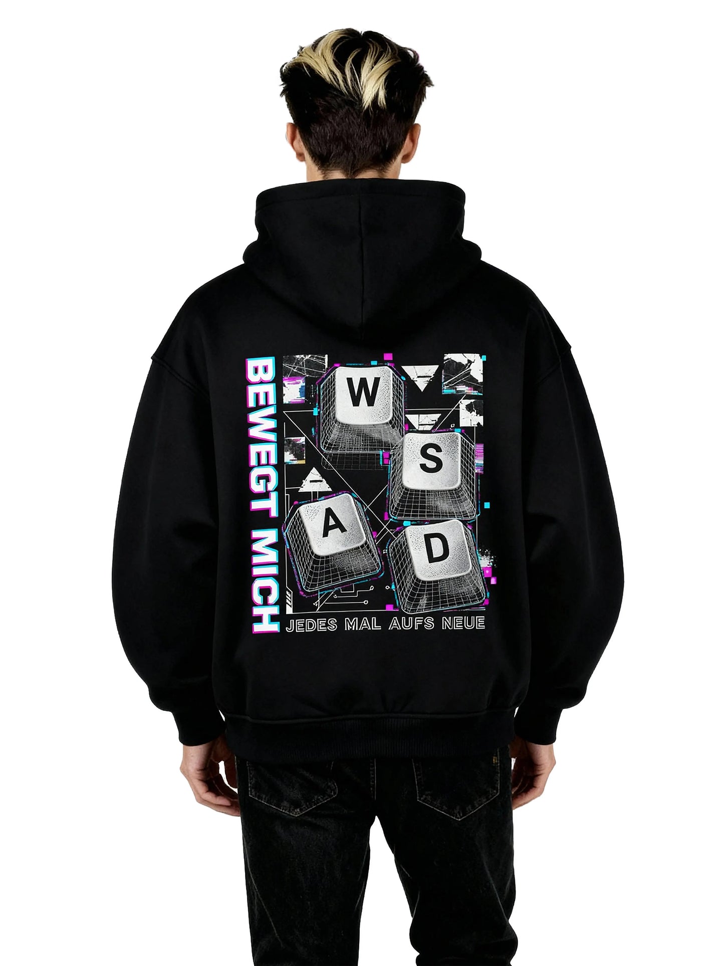 Bewegt Mich WASD - Oversized Gaming Hoodie (Backprint)
