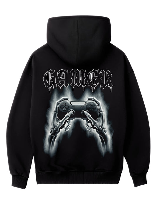 Gamer Skeleton Ghost - Oversized Gaming Zipper Hoodie