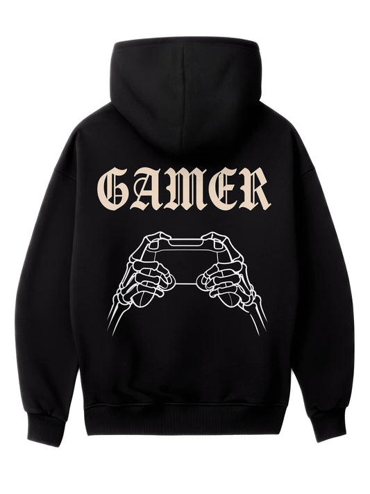 Gamer Skeleton Hands - Oversized Gaming Zipper Hoodie