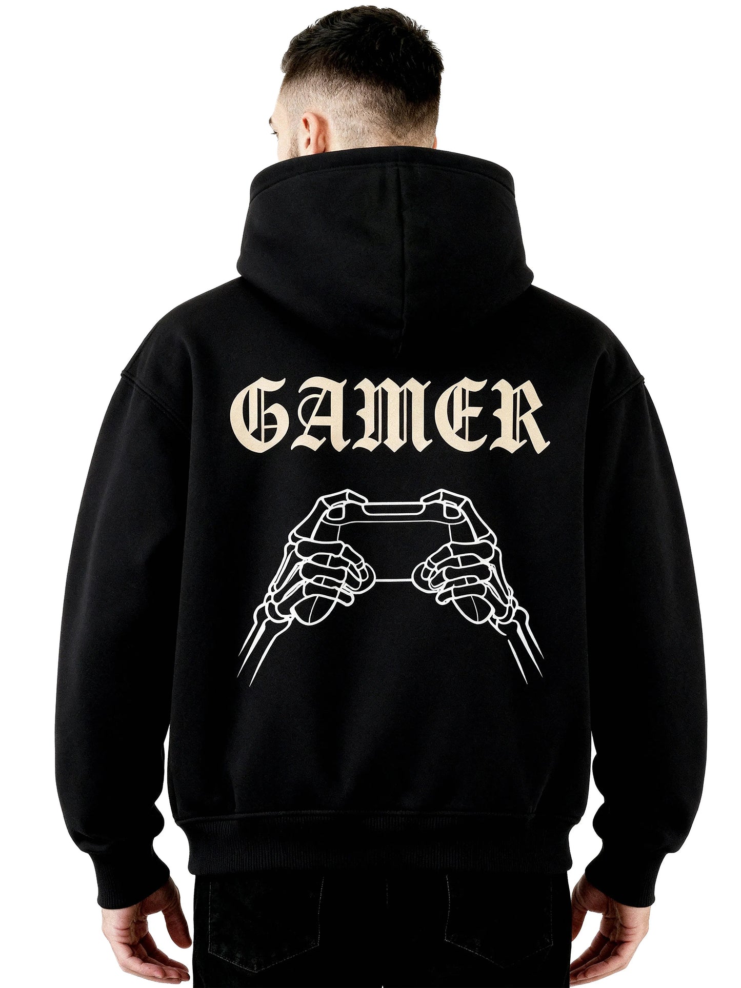 Gamer Skeleton Hands - Oversized Gaming Hoodie (Backprint)