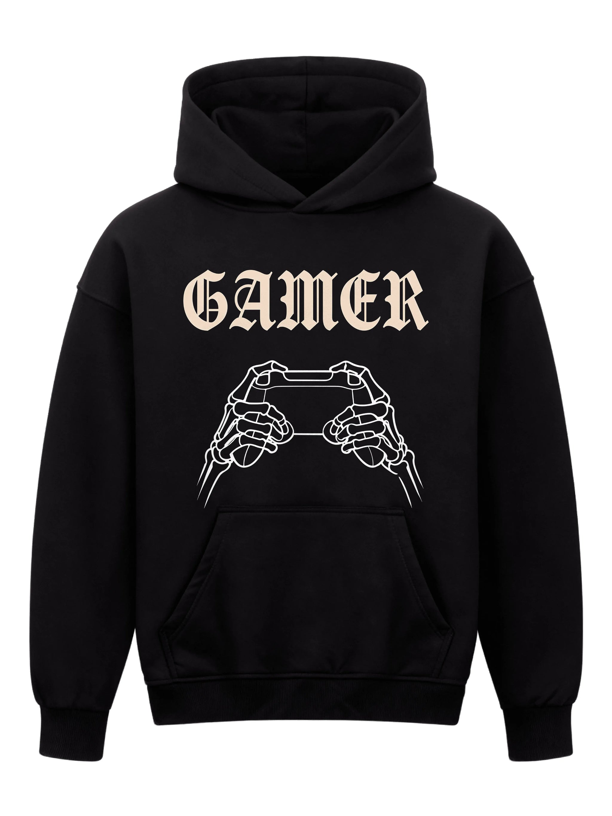 Gamer Skeleton Hands - Oversized Gaming Hoodie (Frontprint)