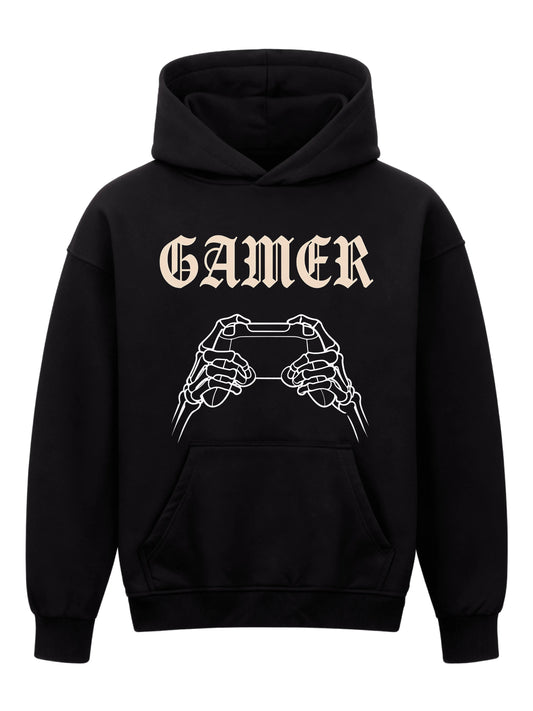 Gamer Skeleton Hands - Oversized Gaming Hoodie (Frontprint)