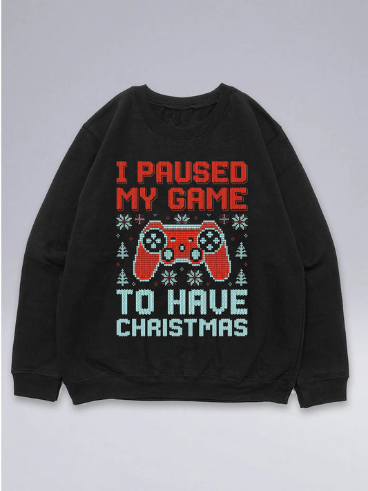 I Paused My Game - Ugly Christmas Sweater für Gamer