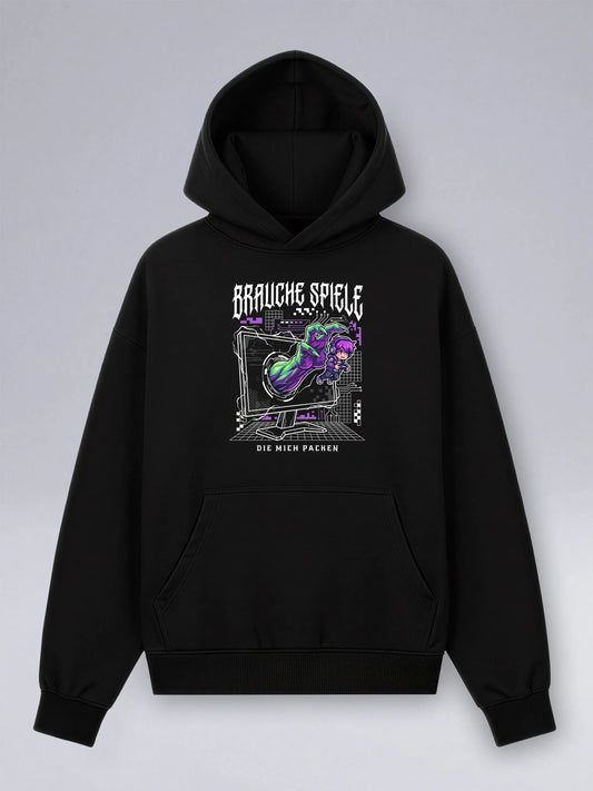 Brauche Spiele Die Mich Packen - Oversized Hoodie für Gamer