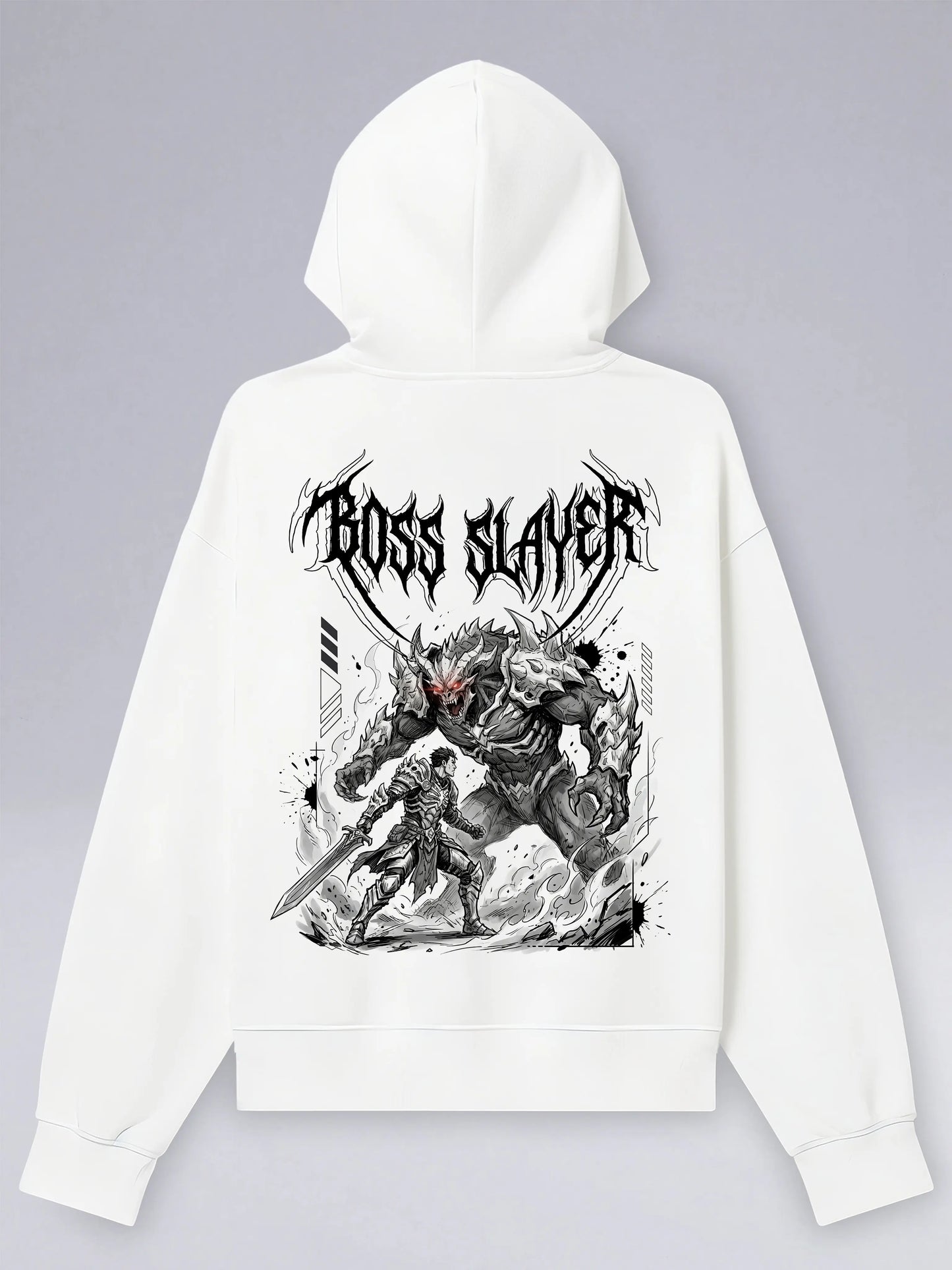 Boss Slayer White - Oversized Zipper Hoodie für Gamer