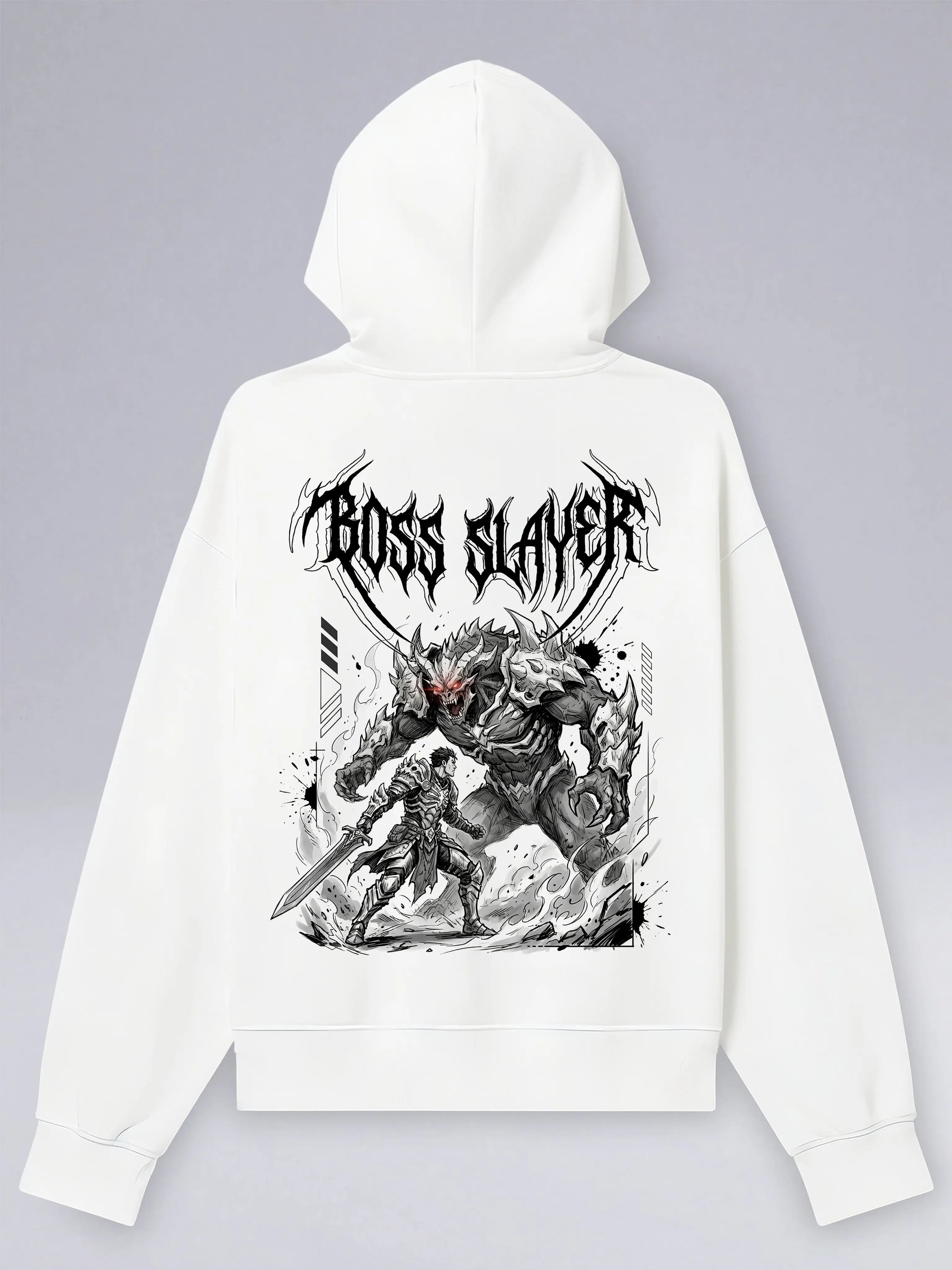 Boss Slayer White - Oversized Zipper Hoodie für Gamer