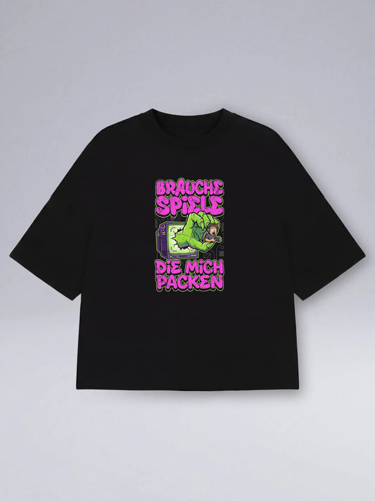Brauche Spiele Die Mich Packen (Purple) - Oversized Shirt für Gamer