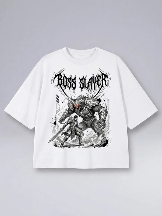 Boss Slayer White - Oversized Shirt für Gamer